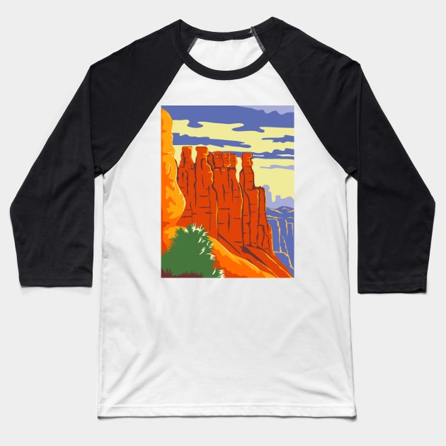 Bryce Canyon National Park in Paunsaugunt Plateau Garfield County and Kane County Utah WPA Poster Art Color Baseball T-Shirt by retrovectors